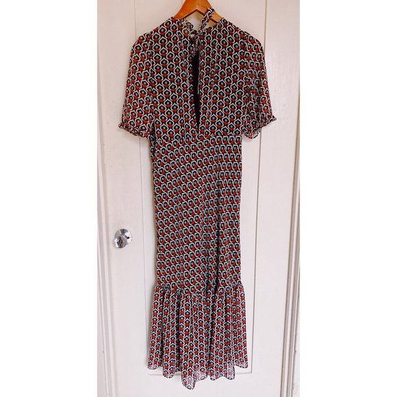 Zara Heart Print Midi Dress in Eggplant - Size Small - Picture 6 of 8